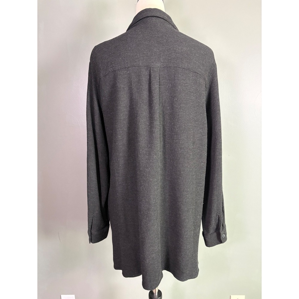 Vintage Eileen Fisher Waffle Button Down Shirt L Wool Blend Lagenlook Capsule - Picture 2 of 7